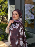 Gül Desenli Şal – Mürdüm