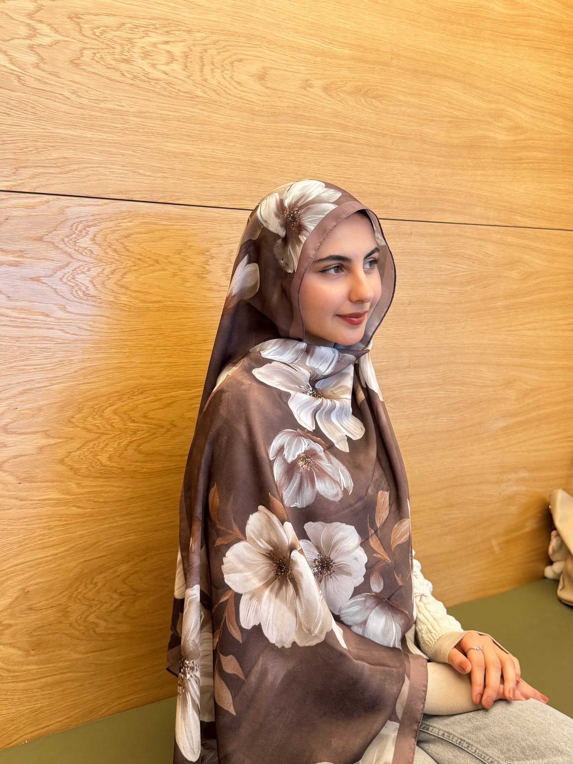Gül Desenli Şal – Moka