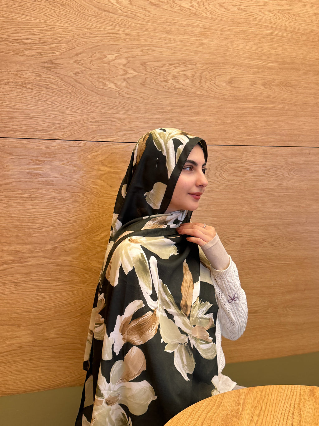 Anatolia Gül Desenli Şal – Haki