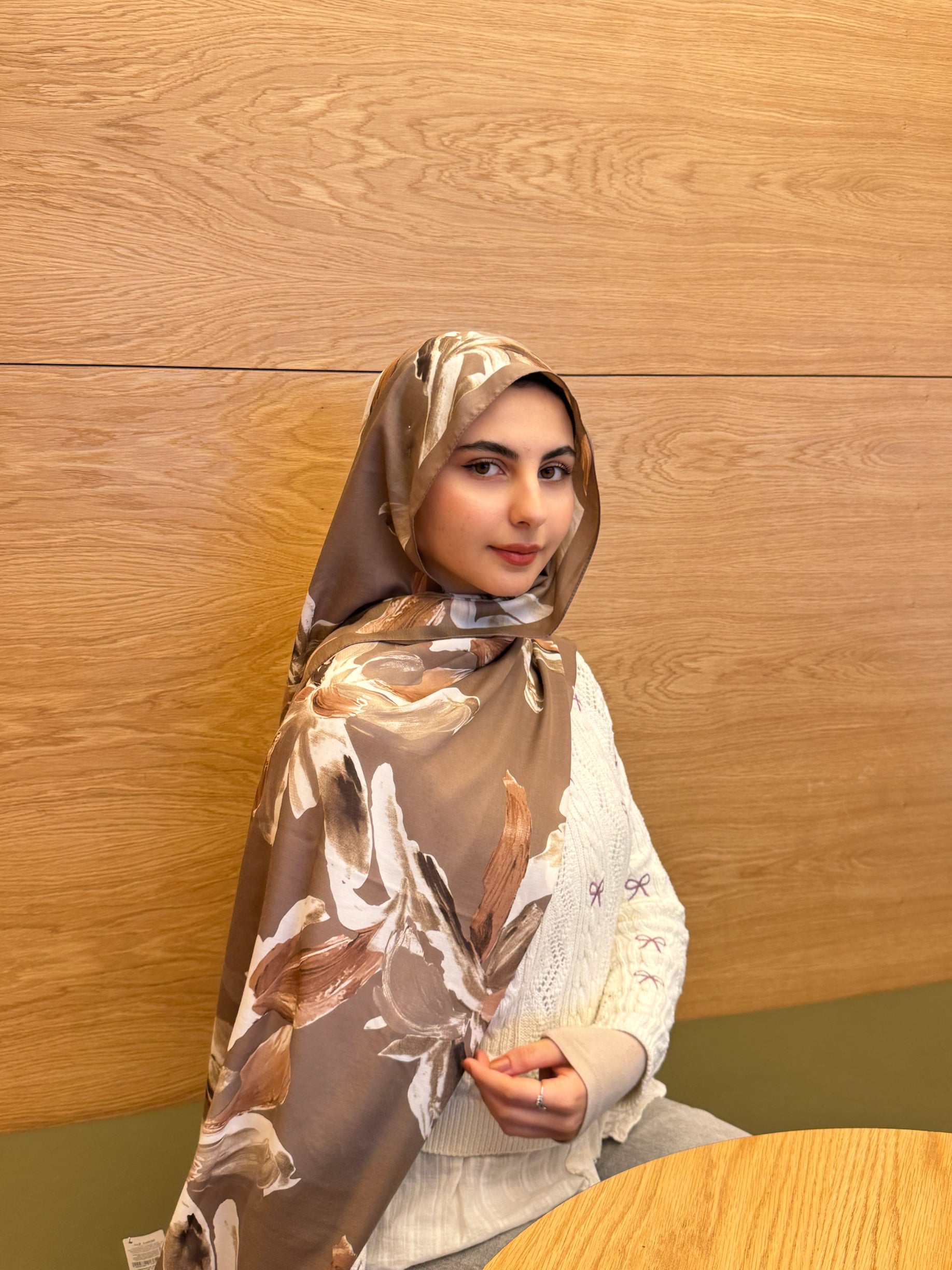 Anatolia Gül Desenli Şal – Vizon
